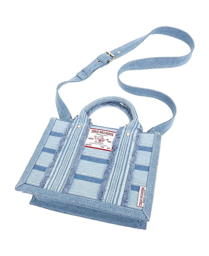True Religion Multi-Stripe Modern Tote with Removable Crossbody Strap