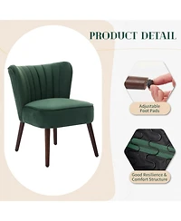 gaomon Modern Velvet Accent Chair Set of 2,Soft Upholstered Living Room Chair with Wooden Legs,Comfy Armless Lounge Chair for Living room