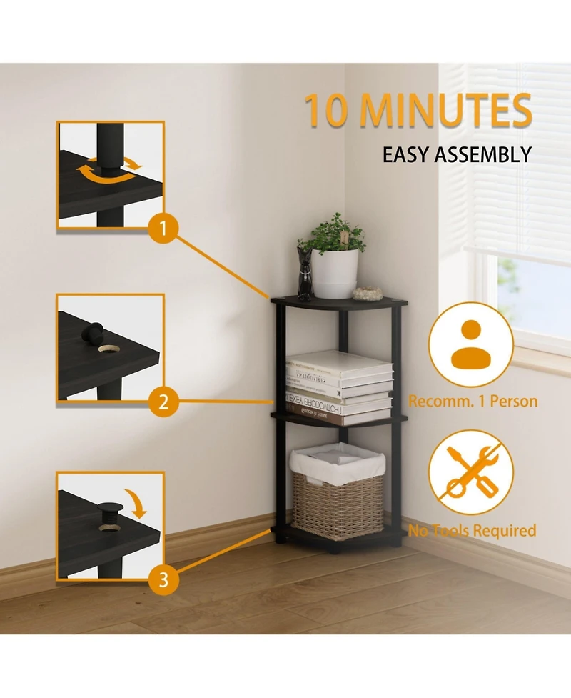 Homlux 3 Tier Decorative Corner Bookshelf Display Rack