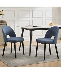 gaomon Dining Chairs Set of 2, Modern Fabric Upholstered Kitchen Side with Curved Backrest and Wood Leg