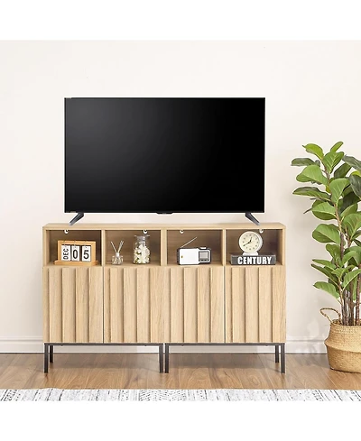 gaomon Set of 2 Fluted Sideboard Storage Cabinets, Buffet Credenza Accent Console with Doors for Living Room, Dining Room