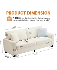 gaomon 90" Velvet 3-Seater Sofa, Oversized Tufted Couch with Wide Armrests & Washable Cushions, Living Room