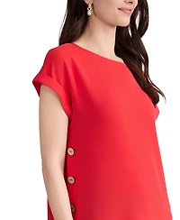 Jones New York Women's Short-Sleeve Boat Neck Polyester Blouse