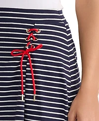 Jones New York Women's Laced Up Pull-On Cotton Skort
