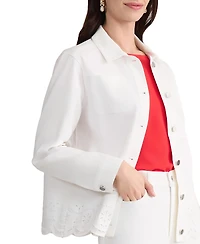 Jones New York Women's Embroidered Collared Shirt Jacket