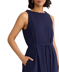 Jones New York Women's Sleeveless Round Neck Cotton Midi Dress