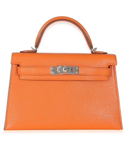 Pre-Owned Hermes Feu Terre Battue Verso Mysore Chevre Sellier Mini Kelly 20 Ii Phw