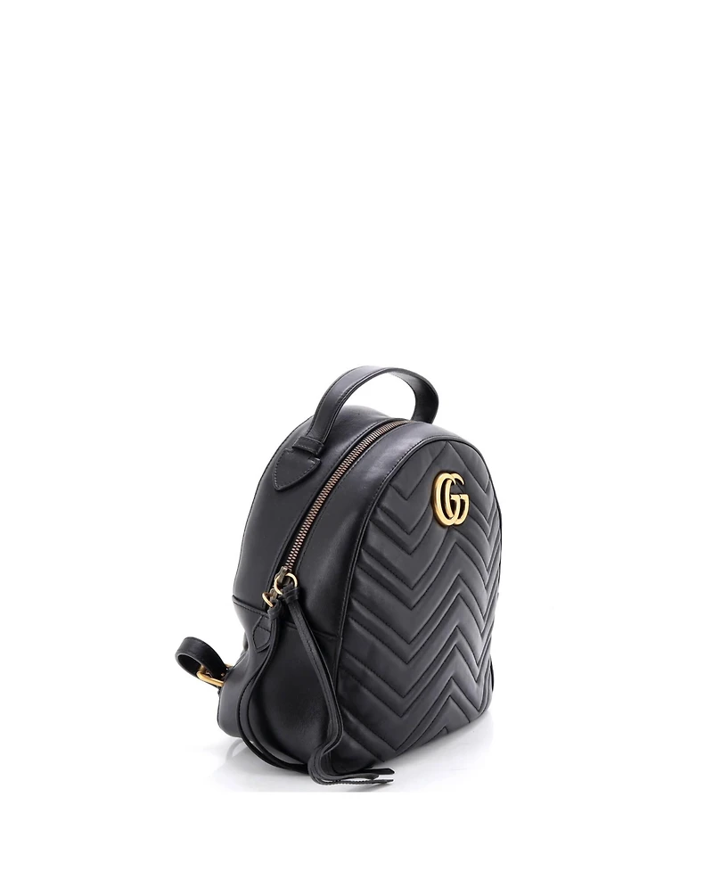 Pre-Owned Gucci Small Gg Marmont Backpack Matelasse Leather