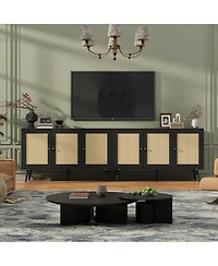 gaomon Buffet Storage Cabinet, 47.2" Rattan Sideboard with Adjustable Shelves, Modern Coffee Bar Credenza for Kitchen, Living Room, Entryway, Din