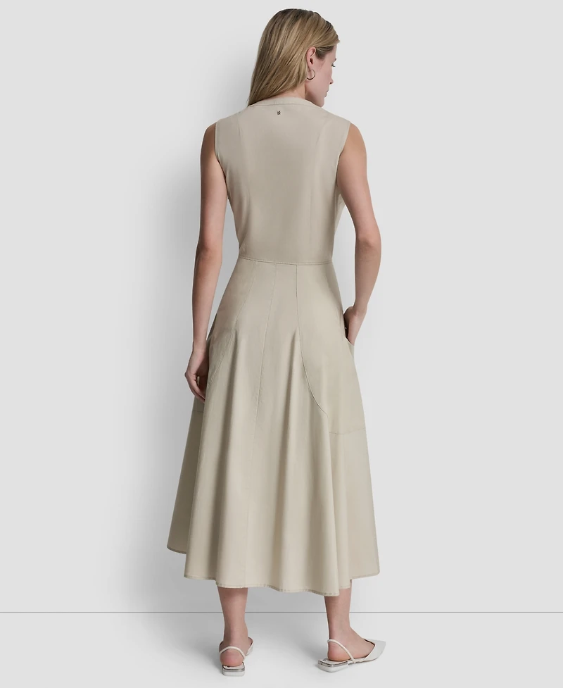 Dkny Jeans Women's Sleeveless V-Neck Midi Dress