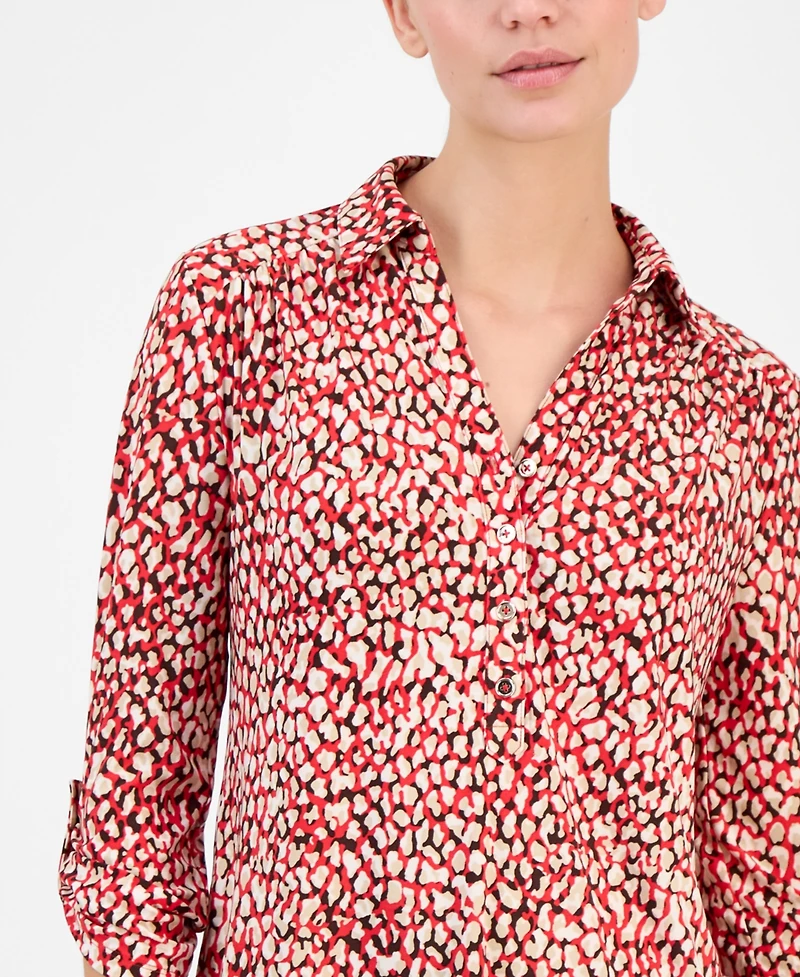 Anne Klein Essentials Petite 3/4-Sleeve Printed Top