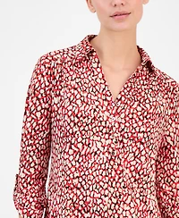 Anne Klein Essentials Petite 3/4-Sleeve Printed Top