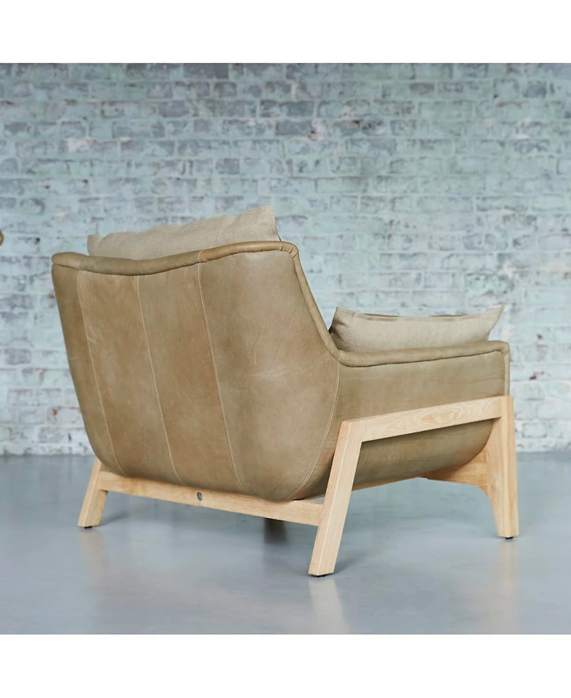 Tikamoon Woodnest armchair in solid oak and linen fabric, 1 seat