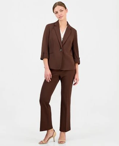 Anne Klein Essentials Petite Notched Collar Jacket Pull On Pants