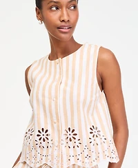 On 34th Women's Verano Stripe Linen-Blend Eyelet Vest, Macy's Exclusive