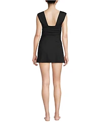 Lands' End Women's New Smoothing Square Neck Ruched Swim Dress Swimsuit