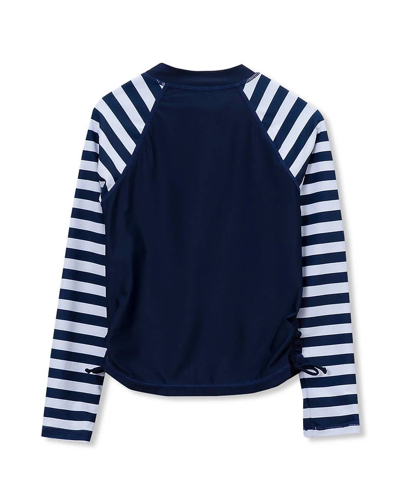 Lands' End Women's Girls Chlorine Resistant Long Sleeve Zip Front Rash Guard