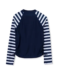 Lands' End Women's Girls Chlorine Resistant Long Sleeve Zip Front Rash Guard
