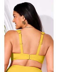 Swimsuits for All Women's Bra Drape Front Underwire Bikini Top