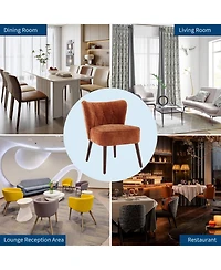 gaomon Modern Wingback Living Room Chair,Armless Lounge Chair with Wood Legs Upholstered Makeup Vanity Tufted Side Chair Fabric Comfy with Decor Back