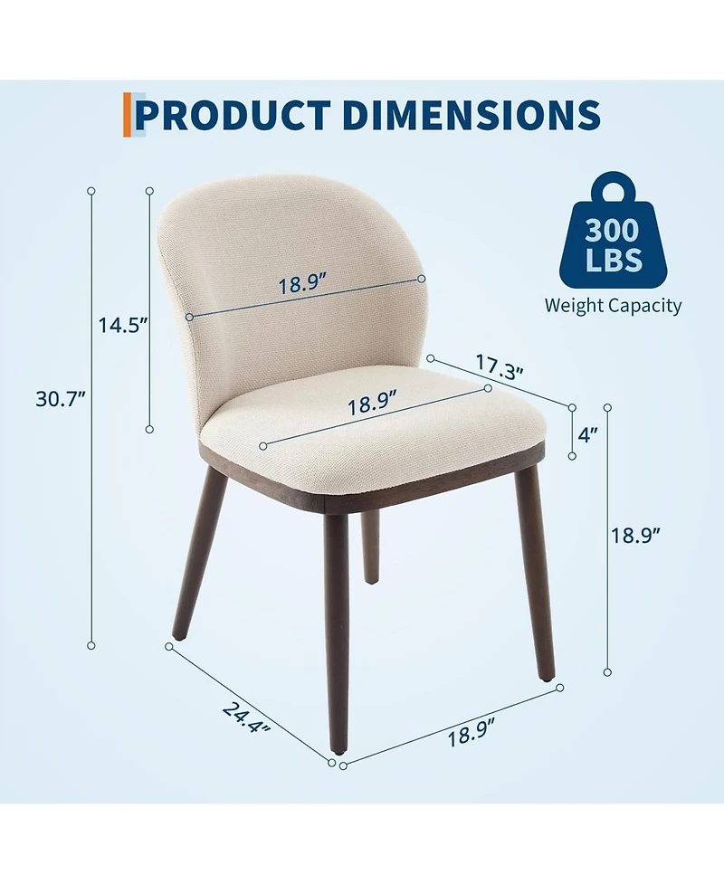 gaomon Dining Chair Set of 6,Modern Upholstered Kitchen Chairs with Ergonomic Back Support,Dining Room Wood Legs
