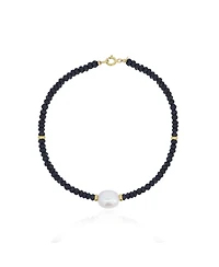 The Lovery Black Spinel Bead Pearl Bracelet 14k Gold