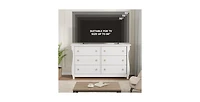gaomon 6 Drawer Dresser for Bedroom, 47" Wide Modern Wood Chest with Black Ring Pull Handles