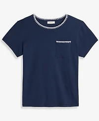 On 34th Women's Blanket-Stitch Pocket T-Shirt, Macy's Exclusive
