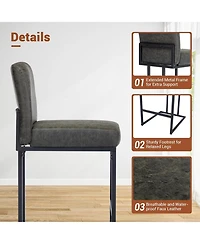 gaomon Counter Height Bar Stools Set of 2, Pu Leather with Metal Frame