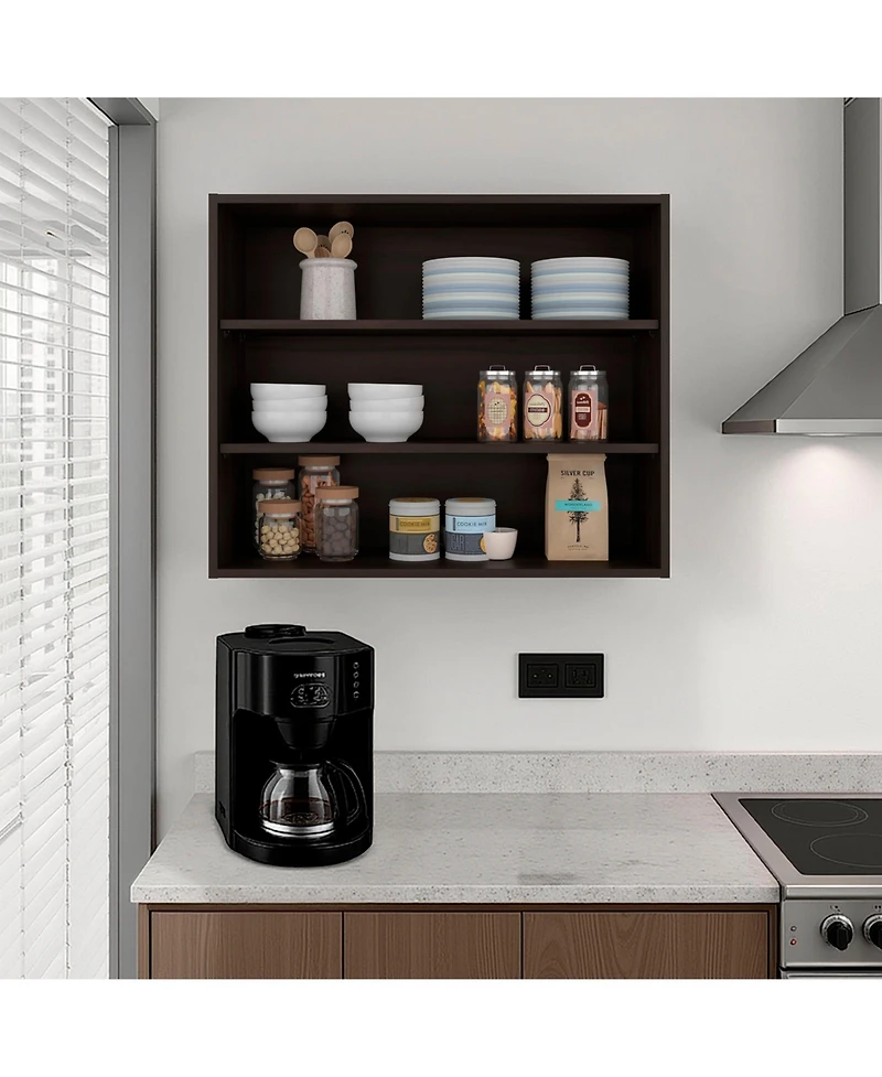 Depot E-Shop Ida Wall Shelf Shelves, Dark Walnut