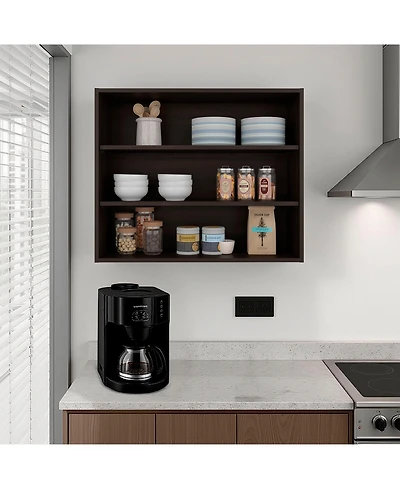 Depot E-Shop Ida Wall Shelf Shelves, Dark Walnut