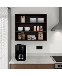 Depot E-Shop Ida Wall Shelf Shelves, Dark Walnut