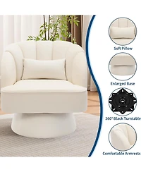 gaomon Modern Swivel Barrel Accent Chair, Velvet, Beige