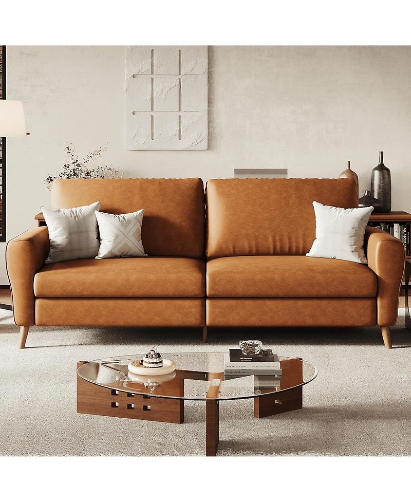 gaomon 84" Sofa Couch, Modern Boucle 3-Seater with Streamlined Armrests & Wood Legs, Large Loveseat for Living Room