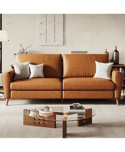 gaomon 84" Sofa Couch, Modern Boucle 3-Seater with Streamlined Armrests & Wood Legs, Large Loveseat for Living Room