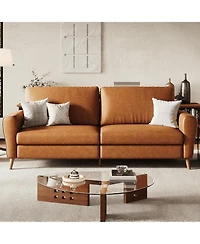 gaomon 84" Sofa Couch, Modern Boucle 3-Seater with Streamlined Armrests & Wood Legs, Large Loveseat for Living Room