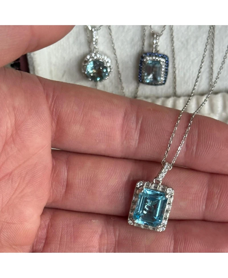 Suzy Levian New York Sterling Silver Emerald Cut Topaz And White Pendant