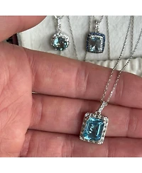 Suzy Levian New York Sterling Silver Emerald Cut Topaz And White Pendant