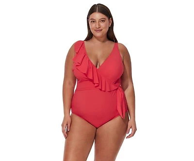 Profile by Gottex Women's Tutti Frutti Ruffle Surplice One Piece