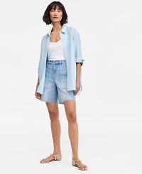 On 34th Women's Linen-Blend Relaxed Button-Down Shirt, Macy's Exclusive