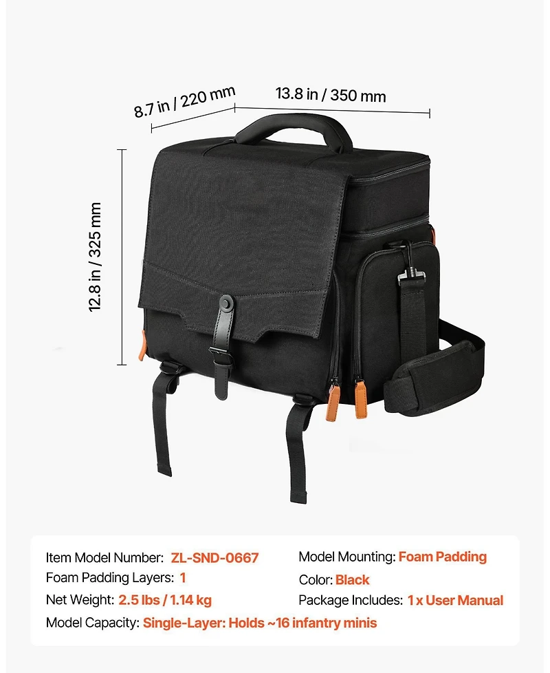 Mecale Miniature Figure Storage Bag Fits 16 Infantry Minis with Foam Insert and Shoulder Strap