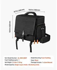 Mecale Miniature Figure Storage Bag Fits 16 Infantry Minis with Foam Insert and Shoulder Strap