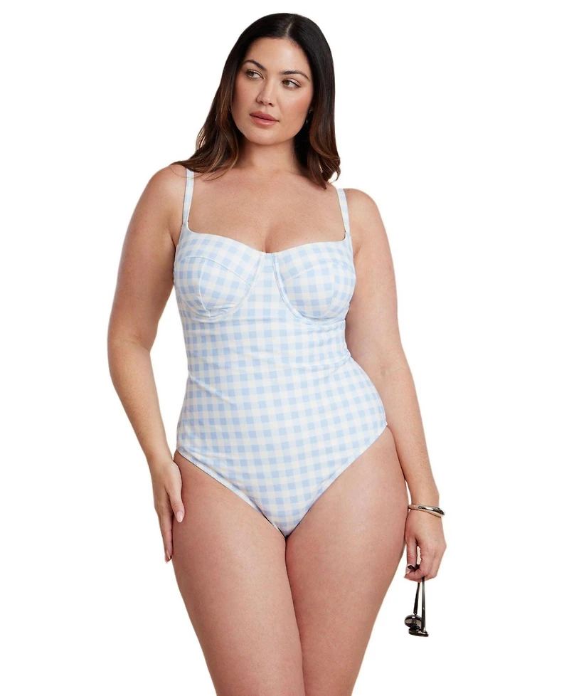 Eloquii Women's Plus Gingham One Piece