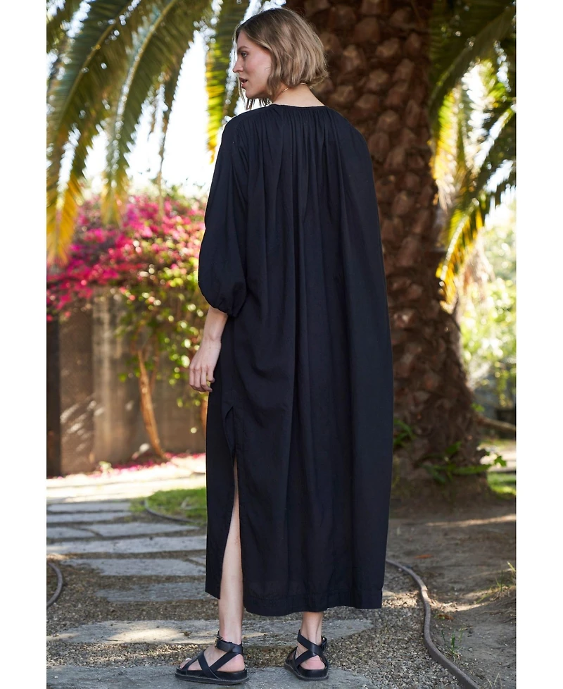 Ocean+Main Women's Ocean+Main Rouched Shoulder Maxi Cotton Caftan