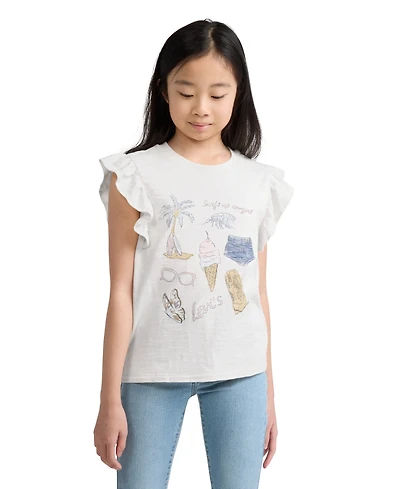 Levi's Girls' 7-16 Coastal Flutter Sleeve Graphic T-Shirt