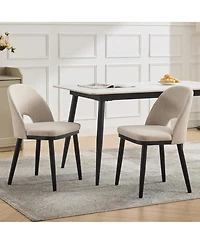 gaomon Dining Chairs Set of 2, Modern Fabric Upholstered Kitchen Side with Curved Backrest and Wood Leg