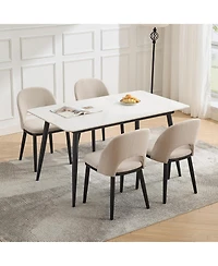 gaomon Dining Chairs Set of 2, Modern Fabric Upholstered Kitchen Side with Curved Backrest and Wood Leg