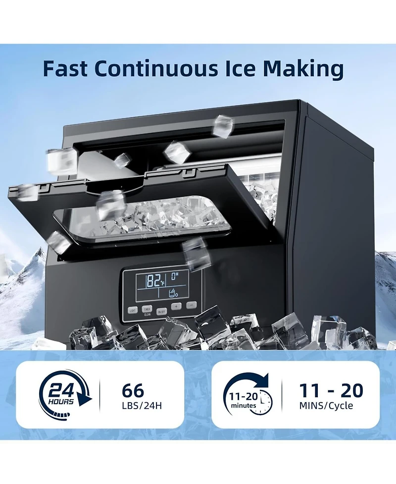 Antarctic Star Freestanding Commercial Ice Maker, 66 lbs. Daily Capacity with Lcd Display