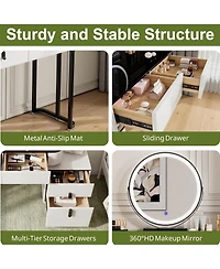 Rainsken Modern Vanity Table with Mirror and Lights