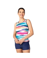 Free Country Women's Full Side Shirring Tankini Top